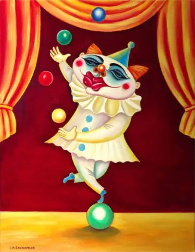 Żonglujący klown, Autor: Lili Fijałkowska