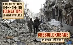 Ruiny Kobane po ataku sił ISIS, odpieranym przez kobiece bataliony kurdyjskie
