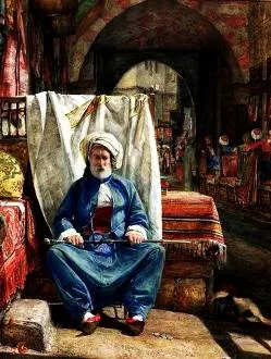 John Frederic Lewis, In the Bezestein, El Khan Khalil, Cairo, 1860, Blackburn Museum&Art Gallery